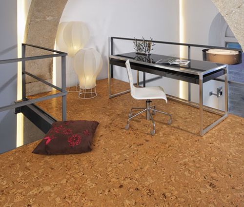 Brown cork flooring in home office